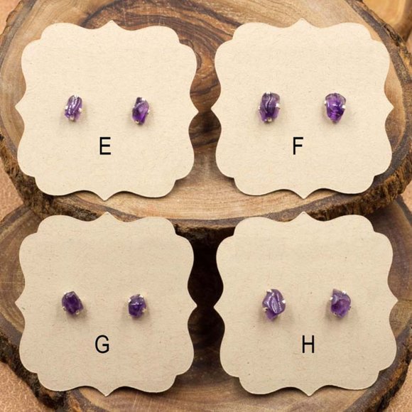 Amethyst and Sterling Silver Crystal Stud Earrings - Choose the pair you want - Picture 3 of 4